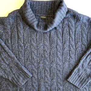 Torrid Women's Blue Marble Cable Knit Top Cowl Neck Sweater Size 3
